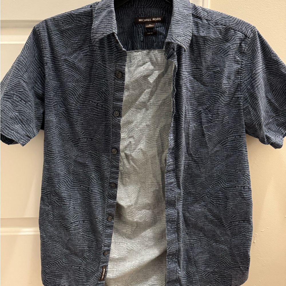 Michael Kors Navy Patterned Men's Shirt